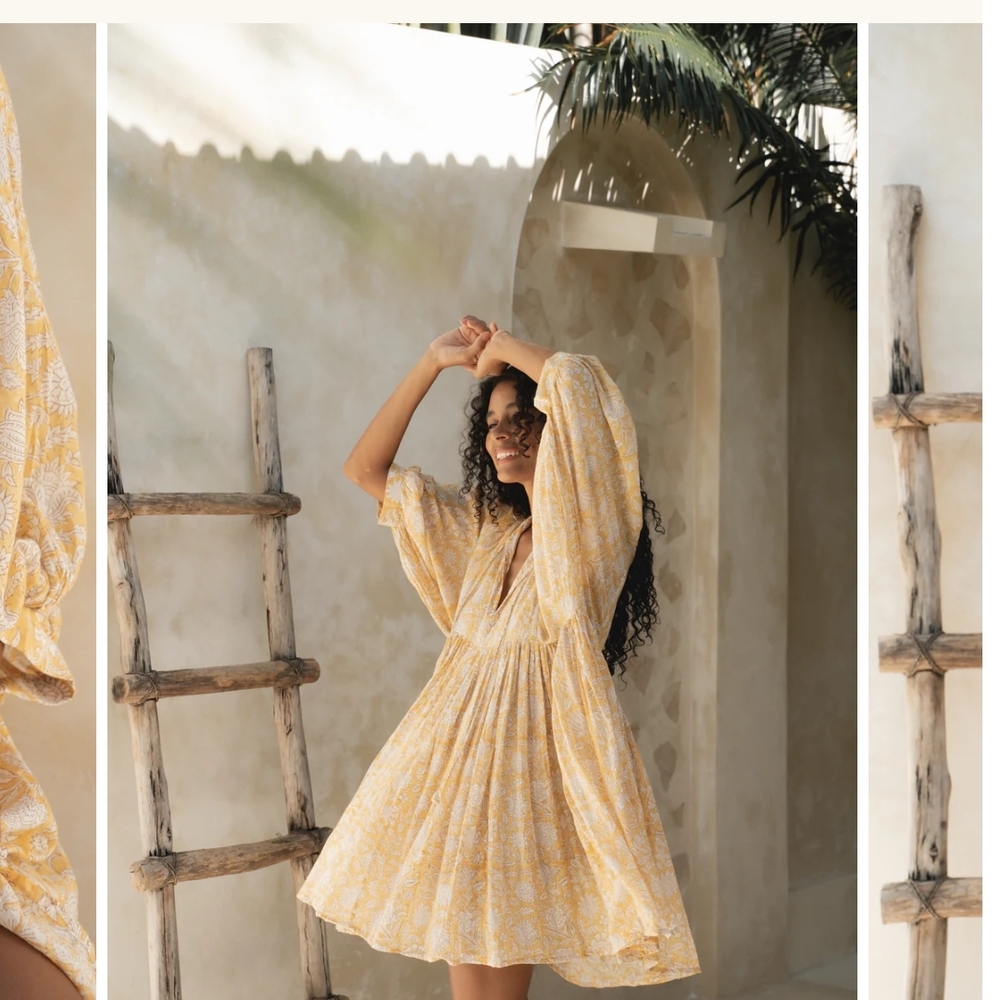 Daughters of India KYRA  Cream Ruffled Tiered Mini Sundress